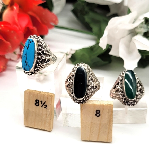 🦅Sterling 925 silver natural stone rings - Picture 3 of 3